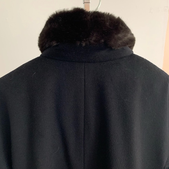 Ellen Tracy Black Wool/Faux Fur Trim Full Length Winter Coat - Picture 2 of 8